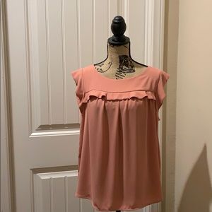 Dusty Rose Loft Ruffle Blouse
